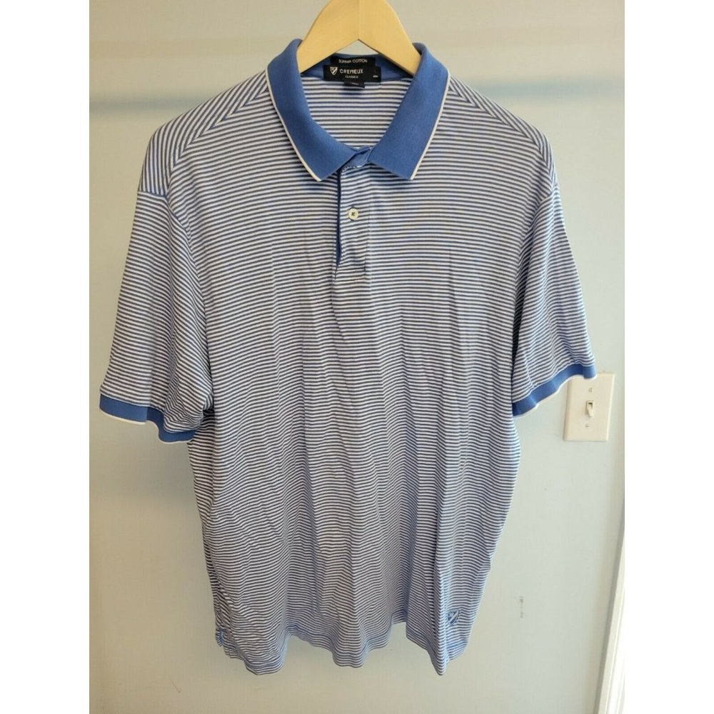 Cremieux Classics Short Sleeve Polo Shirt, blue/white stripes, large